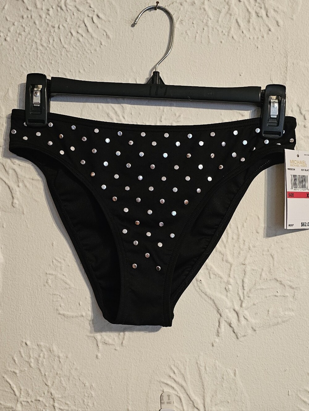 Michael Kors Bikini Swim Bottom Black Silver NWT Size XS